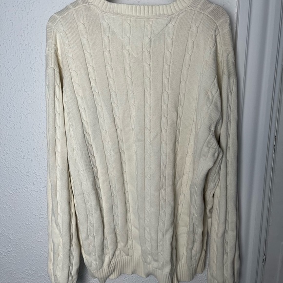 Tommy Hilfiger Cream Crewneck Cable Knit Sweater - Picture 2 of 6